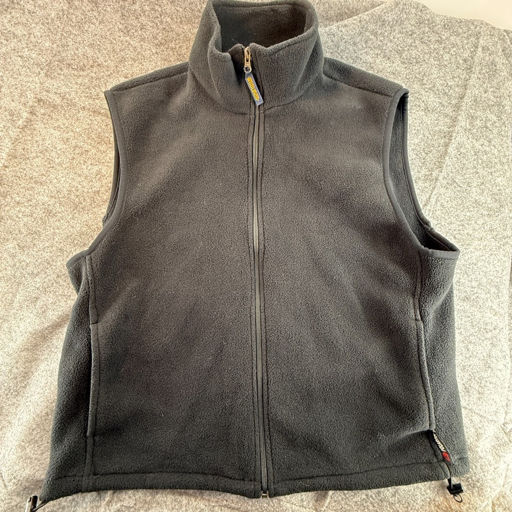 Woolrich Fleece Vest Mens Large Black Polartec Full‎ Zip Mock Neck Outdoor Layer